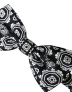 Dolce & Gabbana Black White Printed Adjustable Neck Men Bow Tie - Maison Luxe