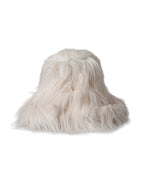 Dolce & Gabbana Off White Acrylic Fur Womens Bucket Hat - Maison Luxe