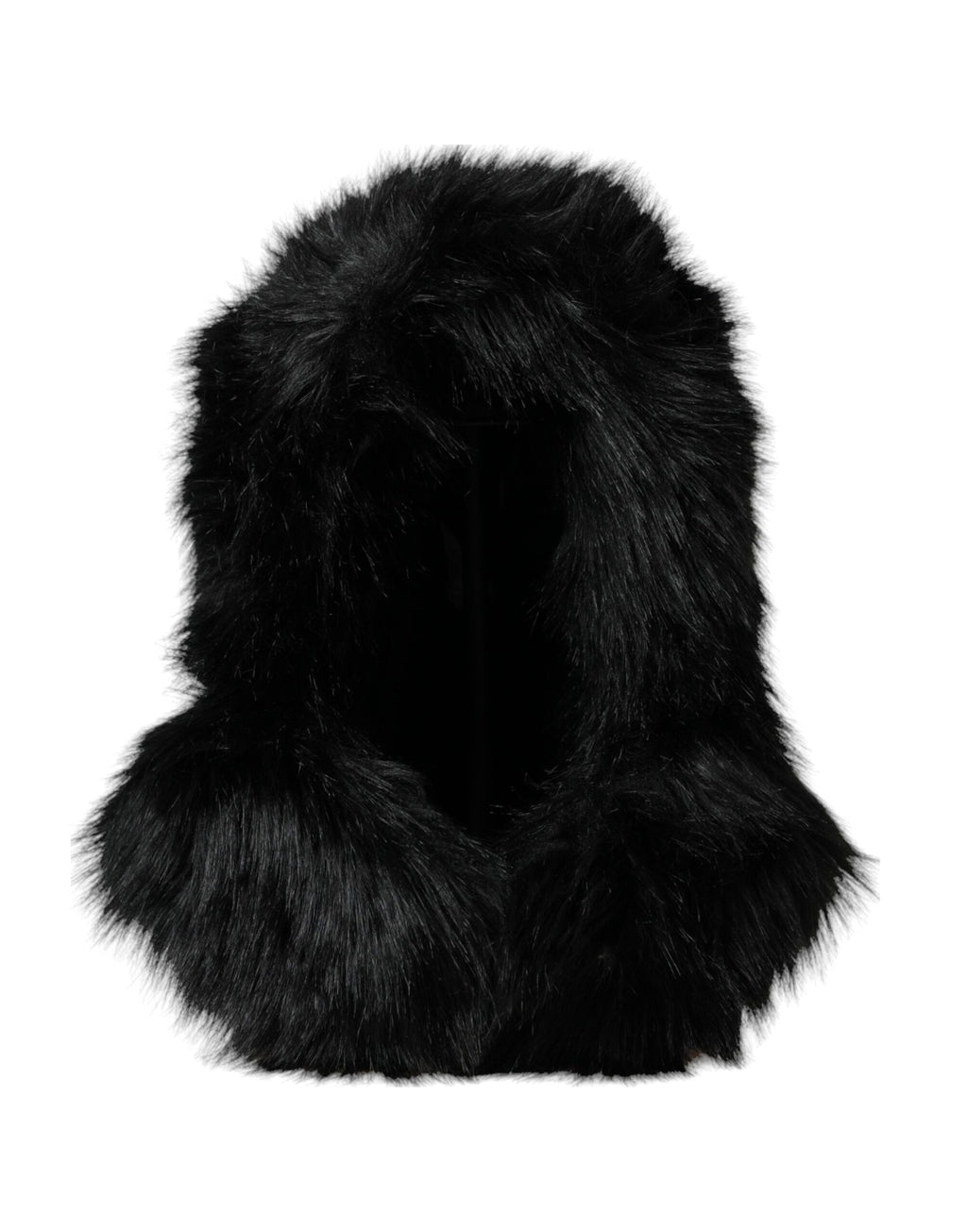 Dolce & Gabbana Black Faux Fur Whole Head Wrap Hat - Maison Luxe