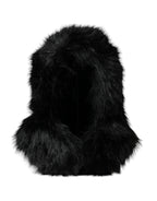 Dolce & Gabbana Black Faux Fur Whole Head Wrap Hat - Maison Luxe