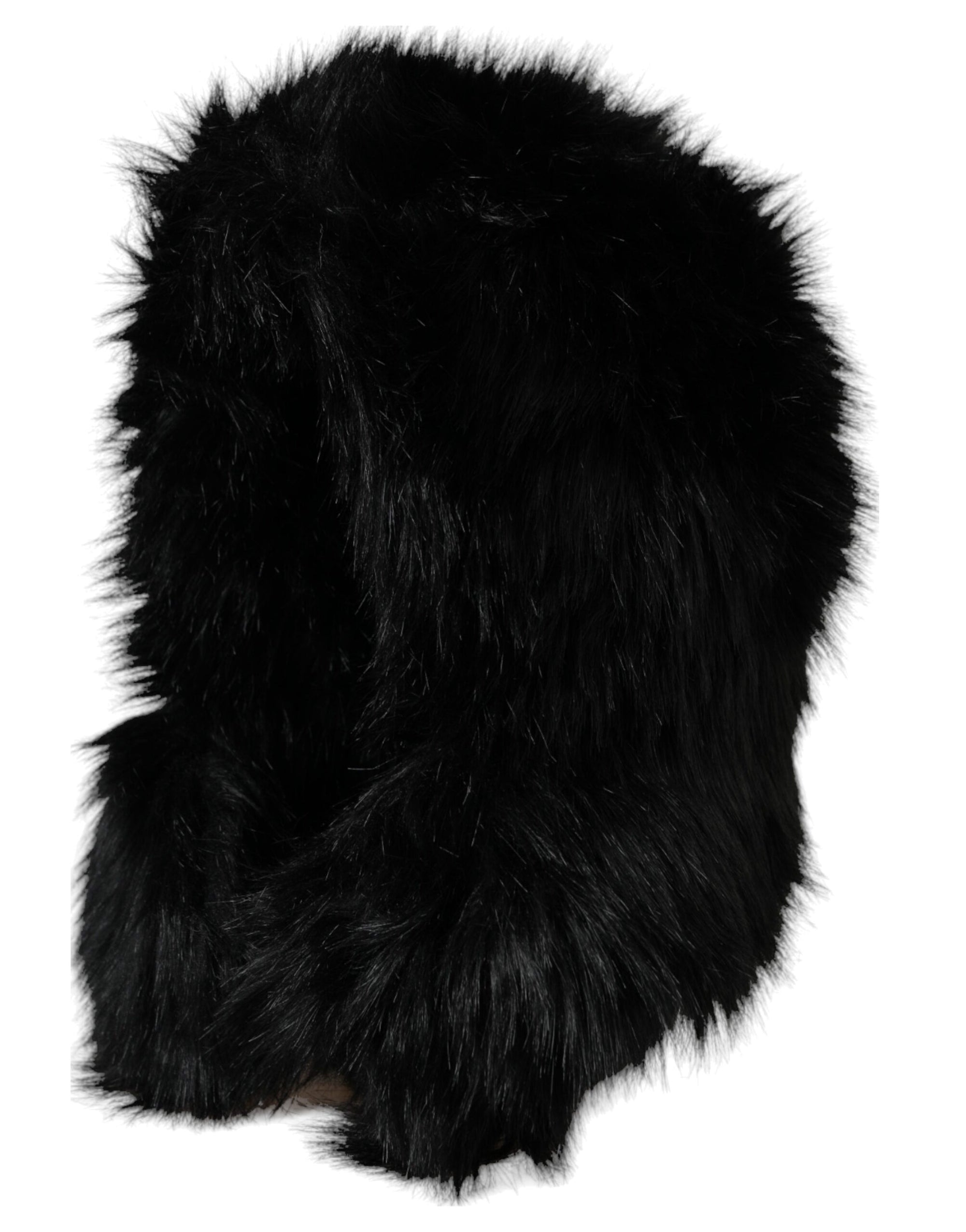 Dolce & Gabbana Black Faux Fur Whole Head Wrap Hat - Maison Luxe