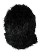 Dolce & Gabbana Black Faux Fur Whole Head Wrap Hat - Maison Luxe