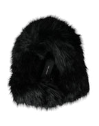 Dolce & Gabbana Black Faux Fur Whole Head Wrap Hat - Maison Luxe