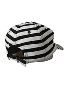 Dolce & Gabbana Black White Stripe Amore Heart Applique Baseball Hat - Maison Luxe