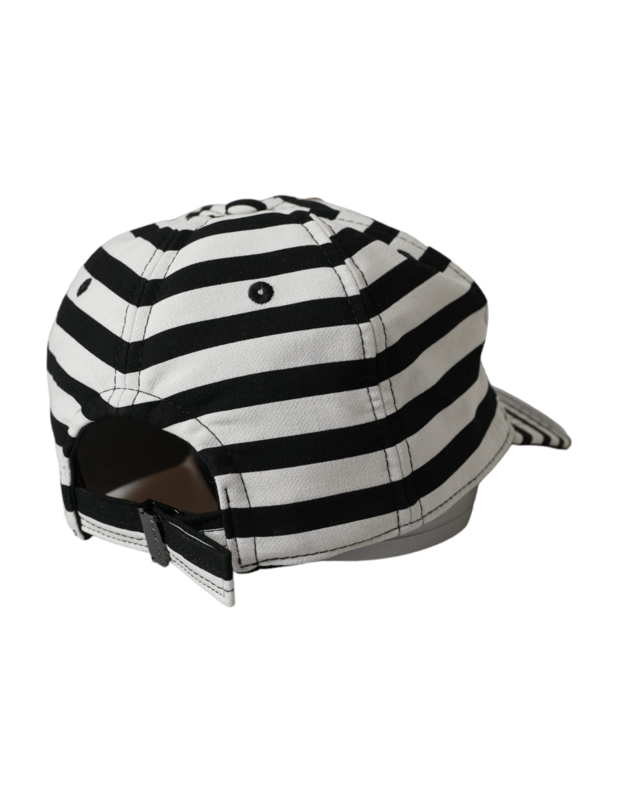 Dolce & Gabbana Black White Stripe Amore Heart Applique Baseball Hat - Maison Luxe