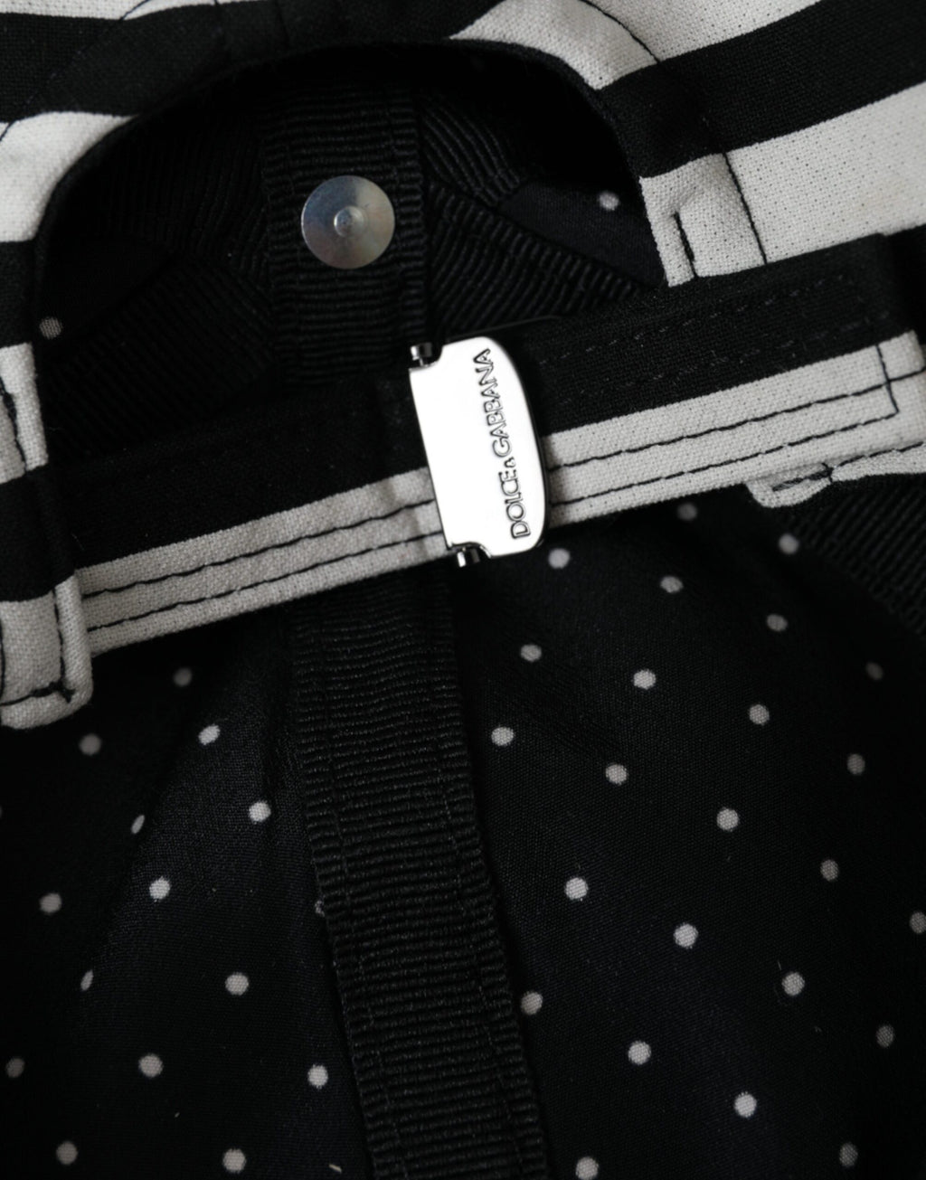 Dolce & Gabbana Black White Stripe Amore Heart Applique Baseball Hat - Maison Luxe