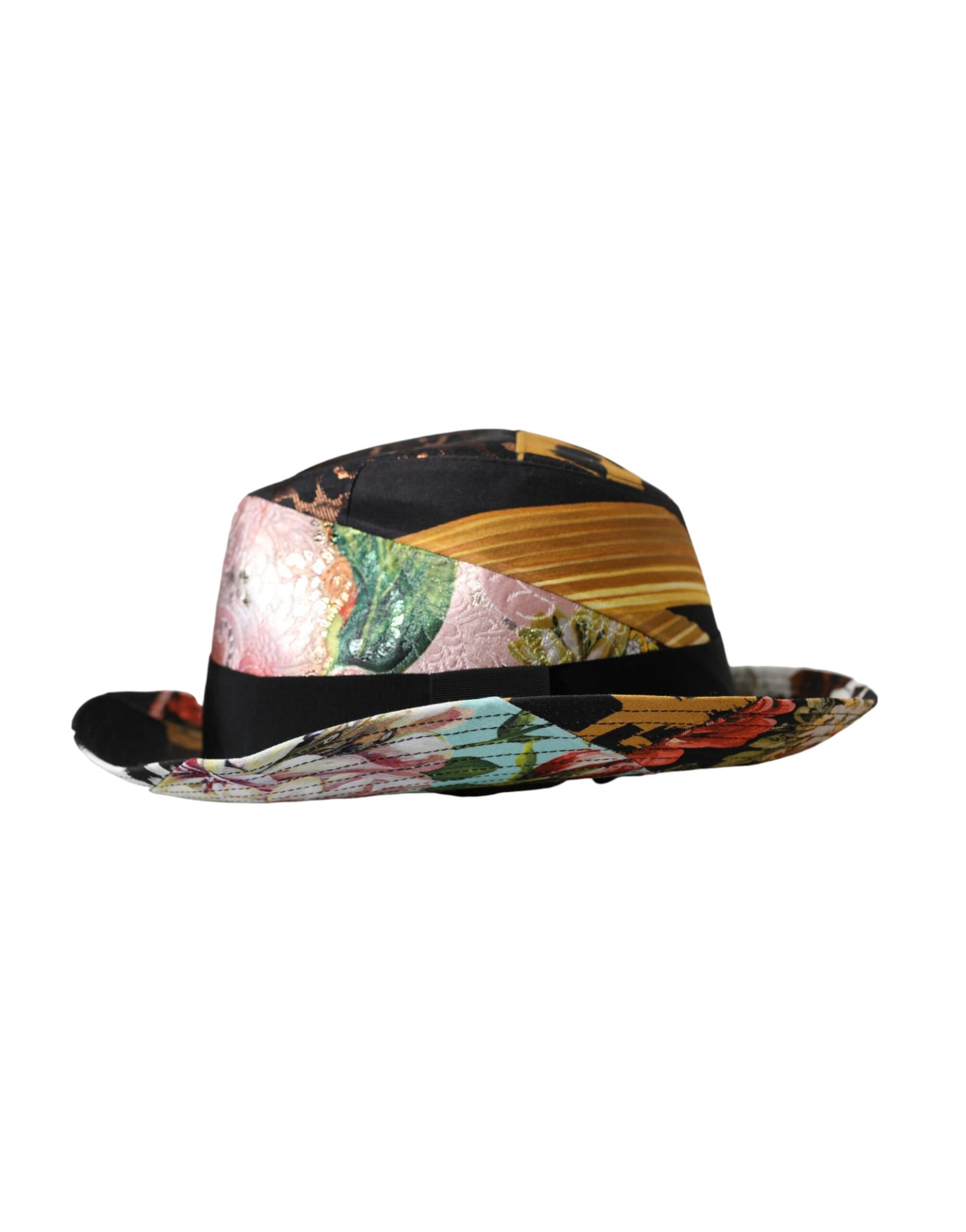 Dolce & Gabbana Multicolor Patchwork Women Fedora Wide Brim Hat - Maison Luxe