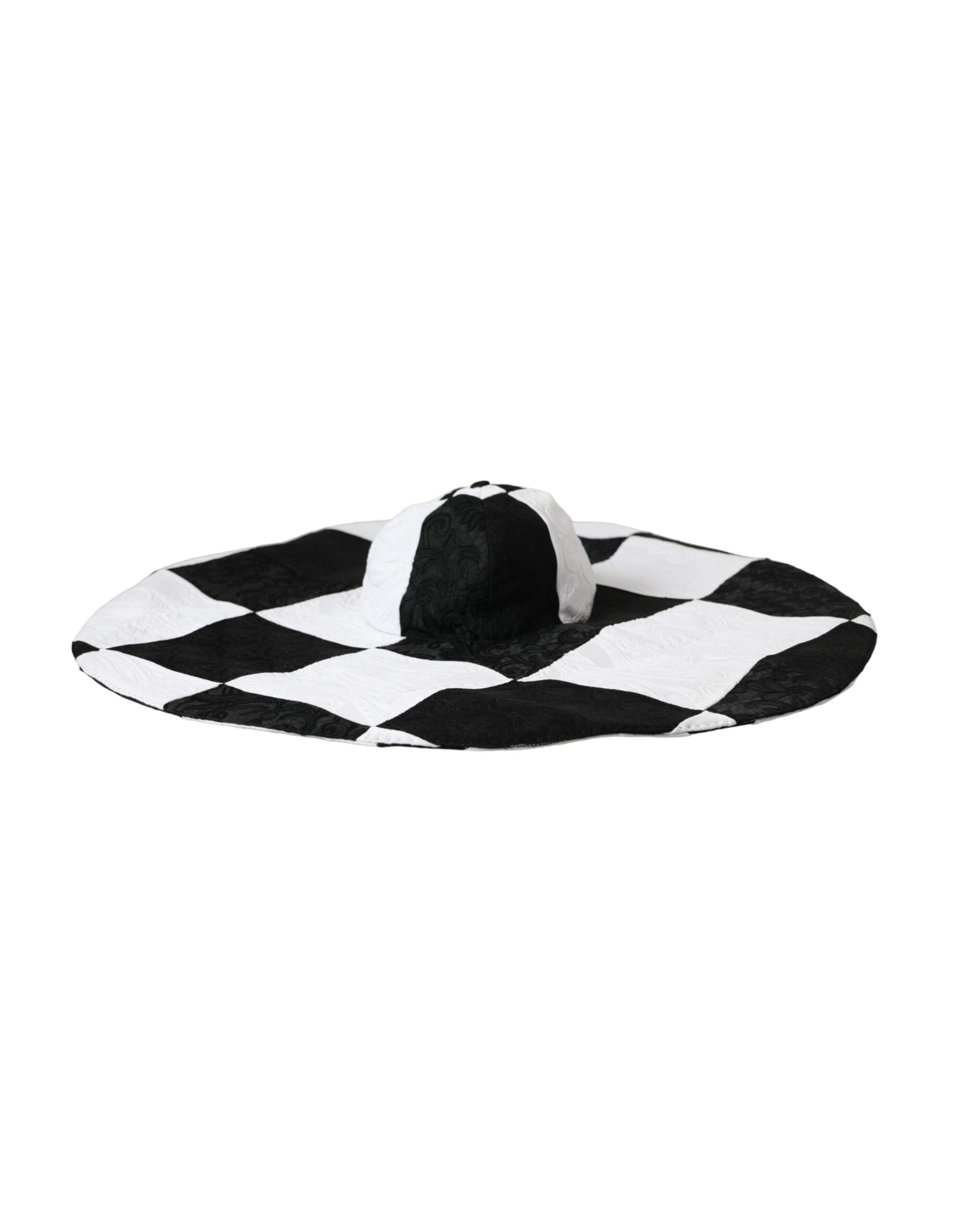 Dolce & Gabbana Black White Checkered Wide Brim Floppy Hat - Maison Luxe