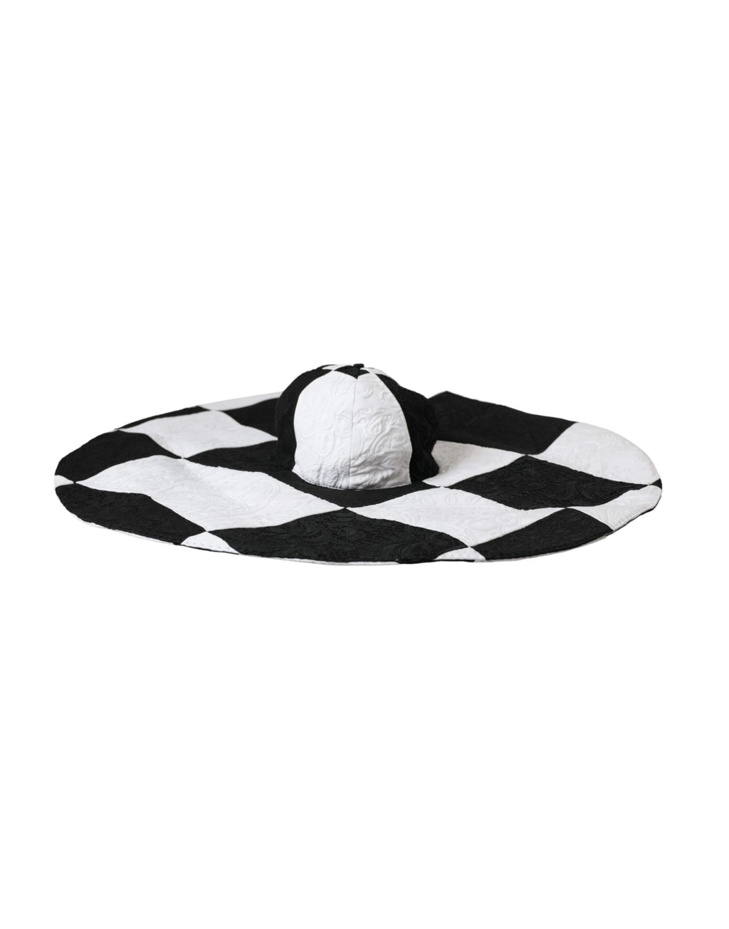 Dolce & Gabbana Black White Checkered Wide Brim Floppy Hat - Maison Luxe