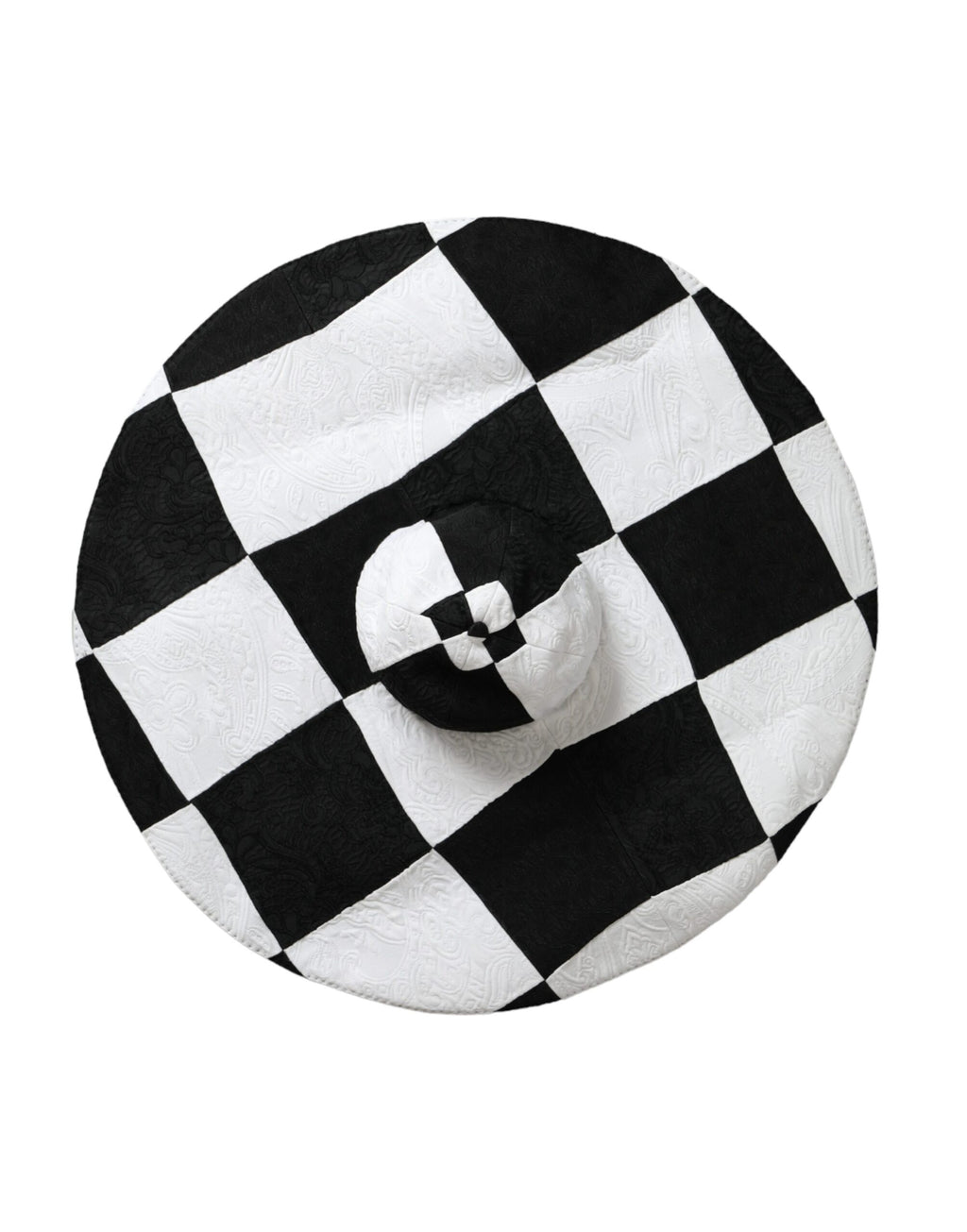 Dolce & Gabbana Black White Checkered Wide Brim Floppy Hat - Maison Luxe