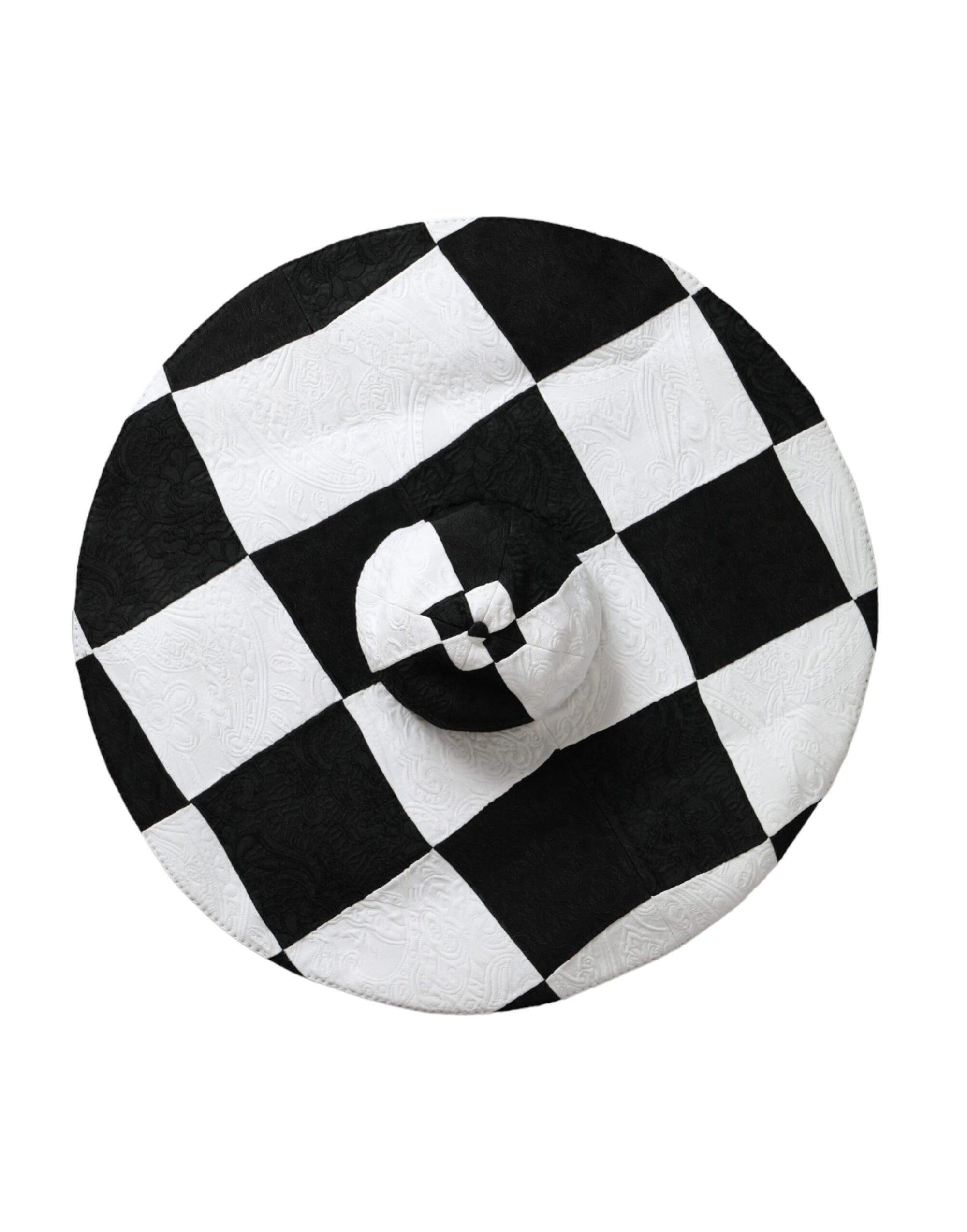 Dolce & Gabbana Black White Checkered Wide Brim Floppy Hat - Maison Luxe