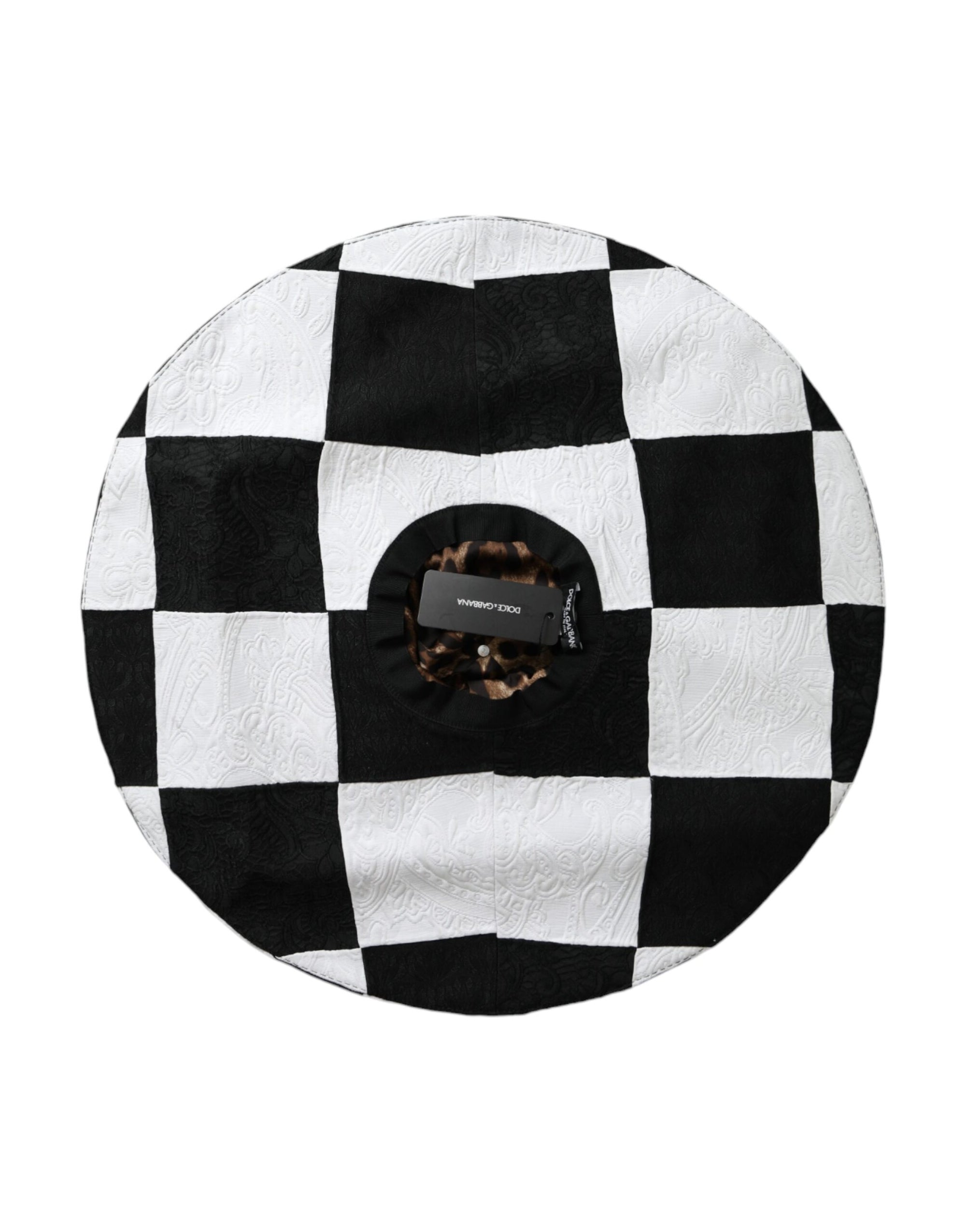 Dolce & Gabbana Black White Checkered Wide Brim Floppy Hat - Maison Luxe