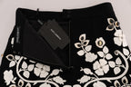 Dolce & Gabbana Black Crystal Floral Pencil Skirt