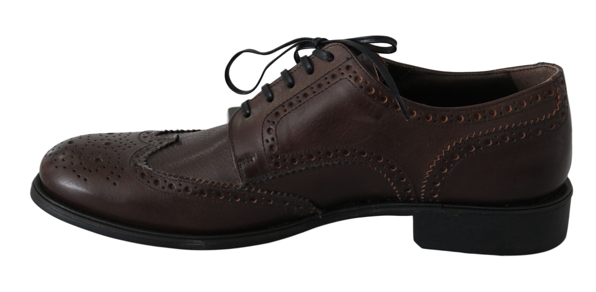 Dolce & Gabbana Brown Leather Brogue Derby Dress Shoes