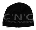 Costume National Black Wool Blend Branded Beanie Hat - Maison Luxe