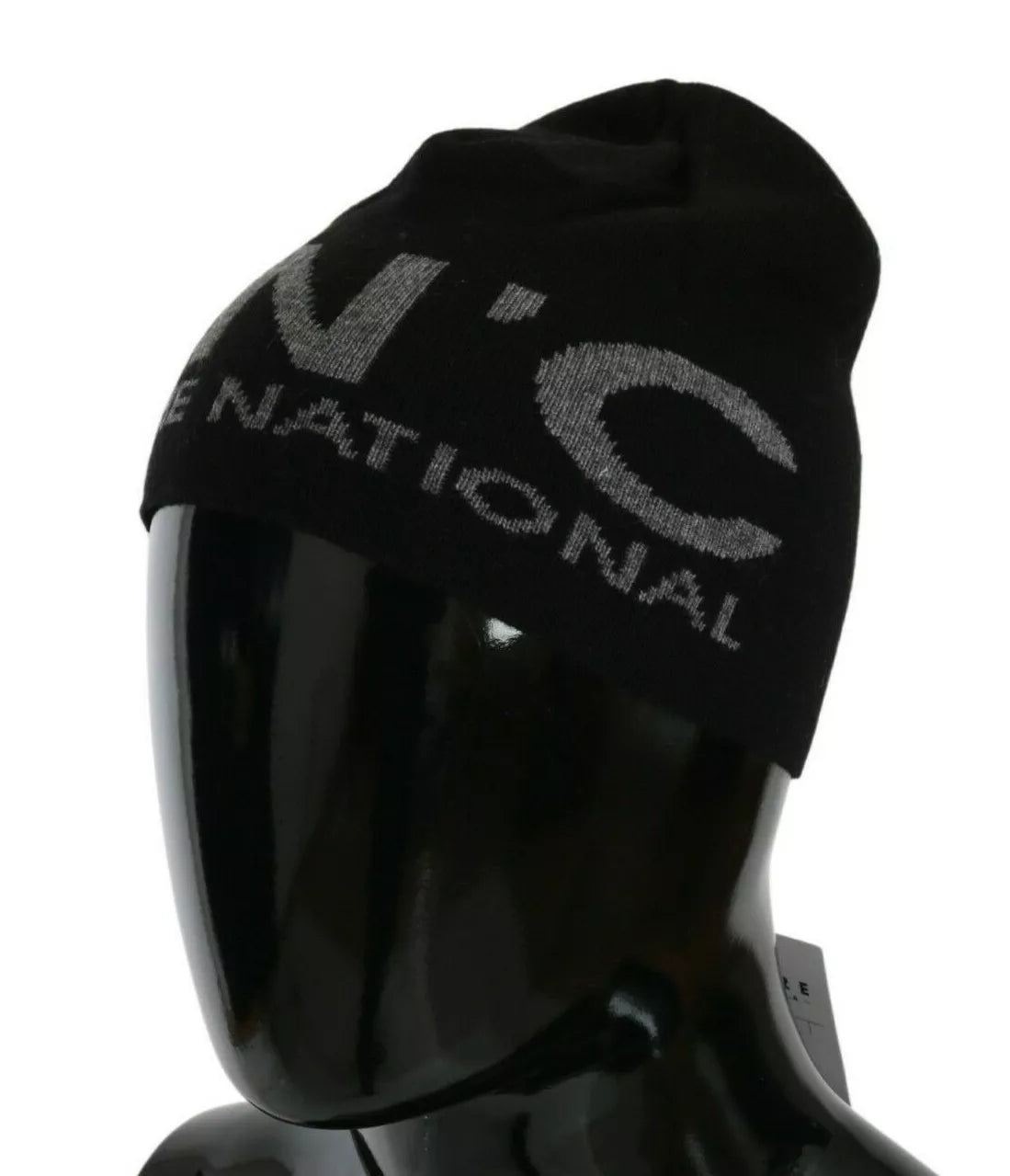 Costume National Black Wool Blend Branded Beanie Hat - Maison Luxe