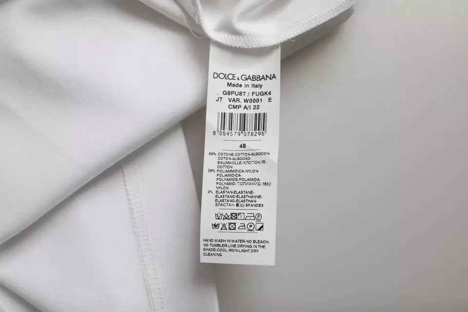 Dolce & Gabbana White Cotton Round Neck Short Sleeve T-shirt