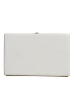 Dolce & Gabbana White Leather Gold Frame Clutch Evening Party Purse Bag