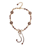 Dolce & Gabbana Gold Tone Brass Crystal Embellished Belt - Maison Luxe