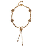 Dolce & Gabbana Gold Tone Brass Crystal Embellished Waist Chain Belt - Maison Luxe