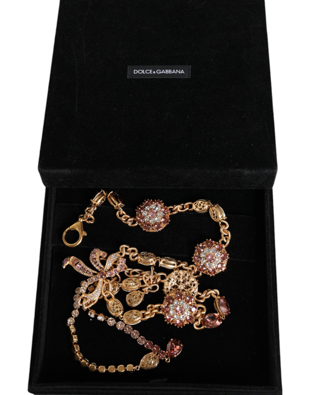 Dolce & Gabbana Gold Tone Brass Crystal Embellished Waist Chain Belt - Maison Luxe