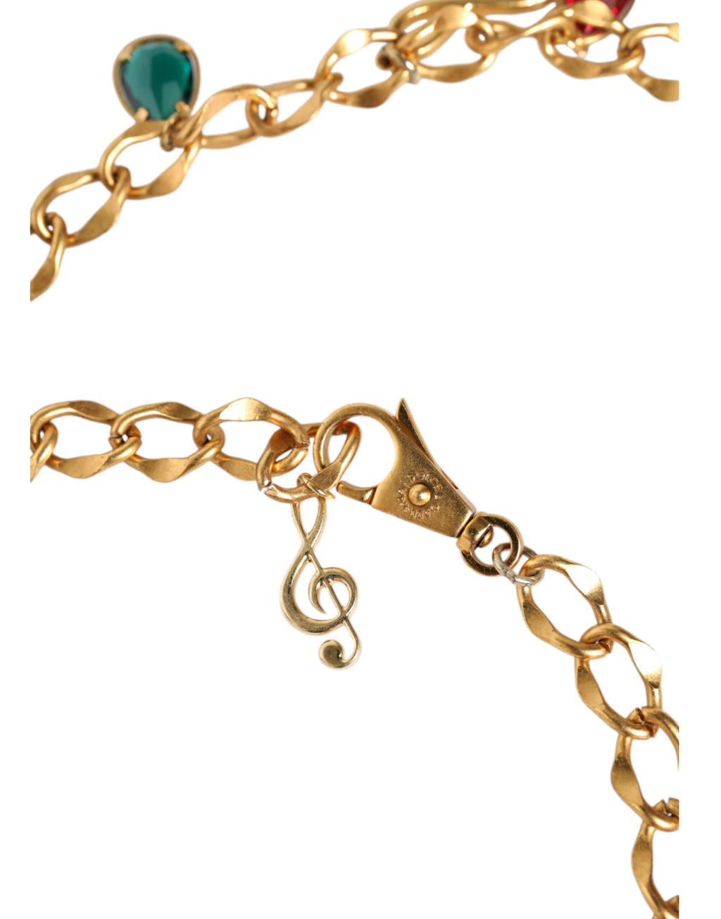 Dolce & Gabbana Gold Tone Brass Fruity Crystal Embellished Waist Chain Belt - Maison Luxe