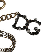 Dolce & Gabbana Silver Tone Metal DG Logo Crystal Keychain Keyring - Maison Luxe