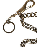 Dolce & Gabbana Silver Tone Metal DG Logo Crystal Keychain Keyring - Maison Luxe
