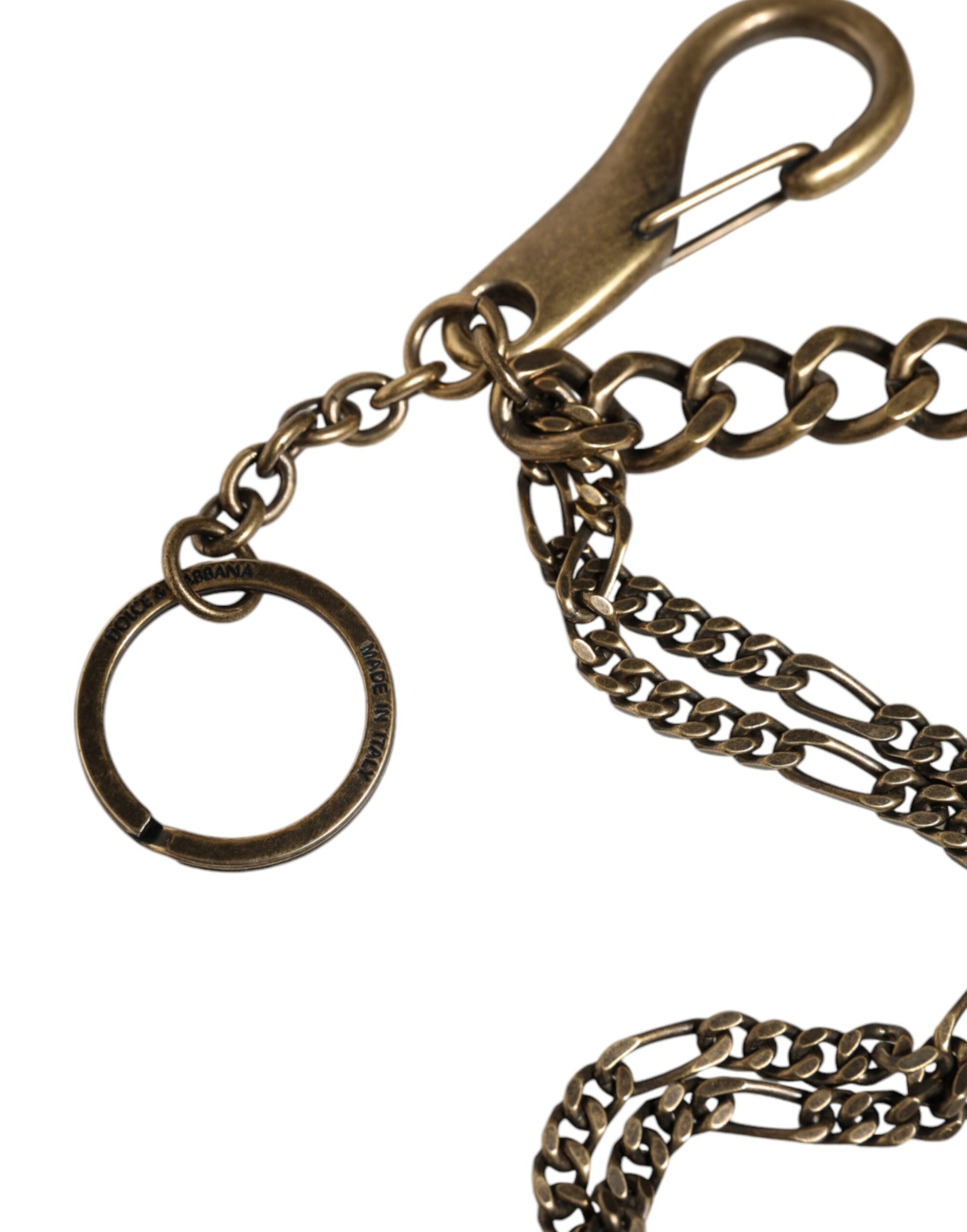 Dolce & Gabbana Silver Tone Metal DG Logo Crystal Keychain Keyring - Maison Luxe