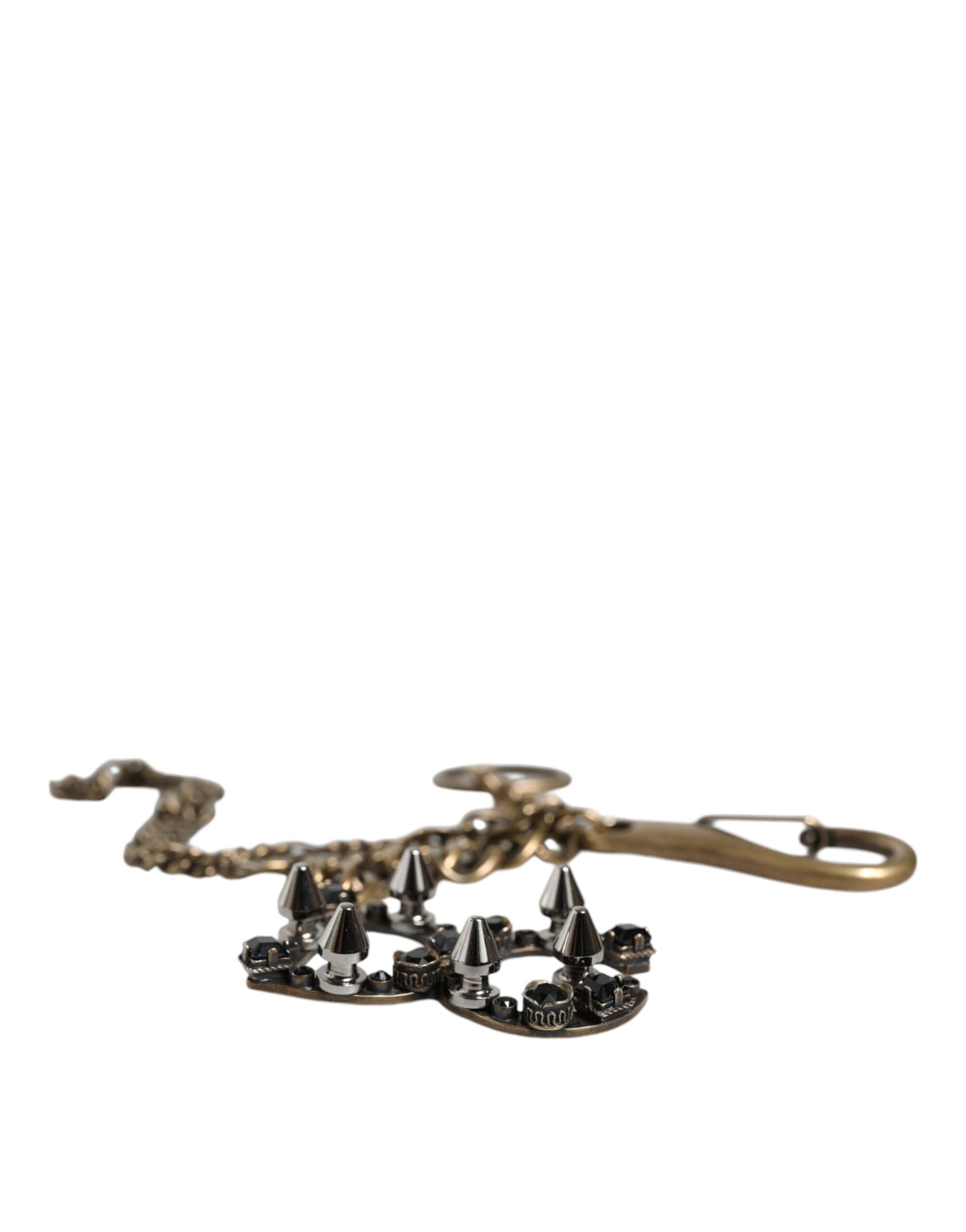 Dolce & Gabbana Silver Tone Metal DG Logo Crystal Keychain Keyring - Maison Luxe