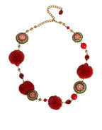 Dolce & Gabbana Gold Brass Red Fur Crystal Waist Torero Belt - Maison Luxe