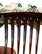 Dolce & Gabbana Brown Plastic Crystal Floral Women Hair Comb - Maison Luxe