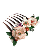 Dolce & Gabbana Brown Plastic Crystal Floral Women Hair Comb - Maison Luxe