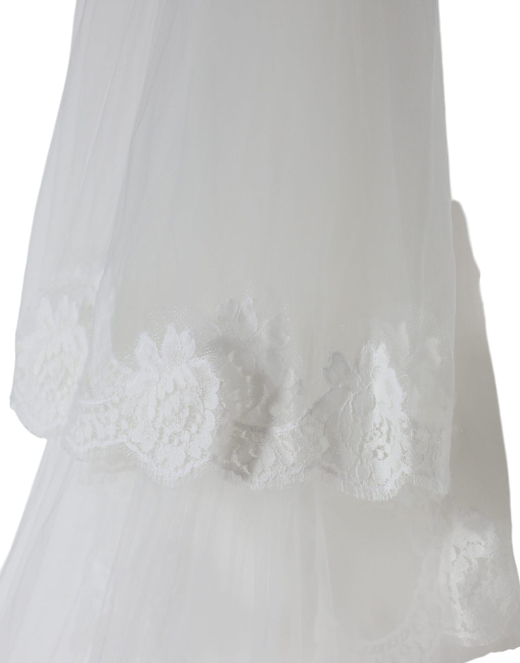 Dolce & Gabbana White Floral Lace Nylon Floor Length Wedding Veil - Maison Luxe