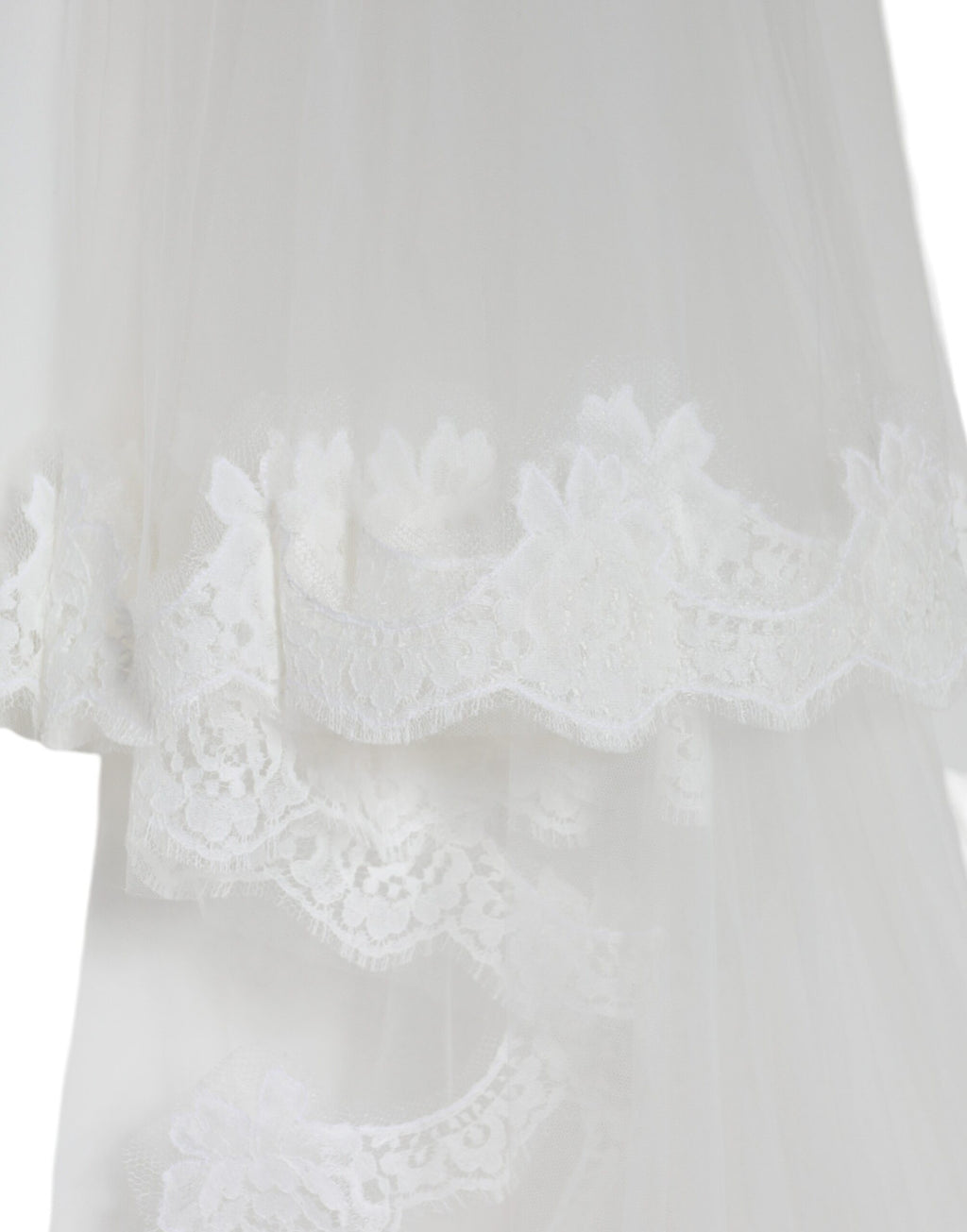 Dolce & Gabbana White Floral Lace Nylon Floor Length Wedding Veil - Maison Luxe