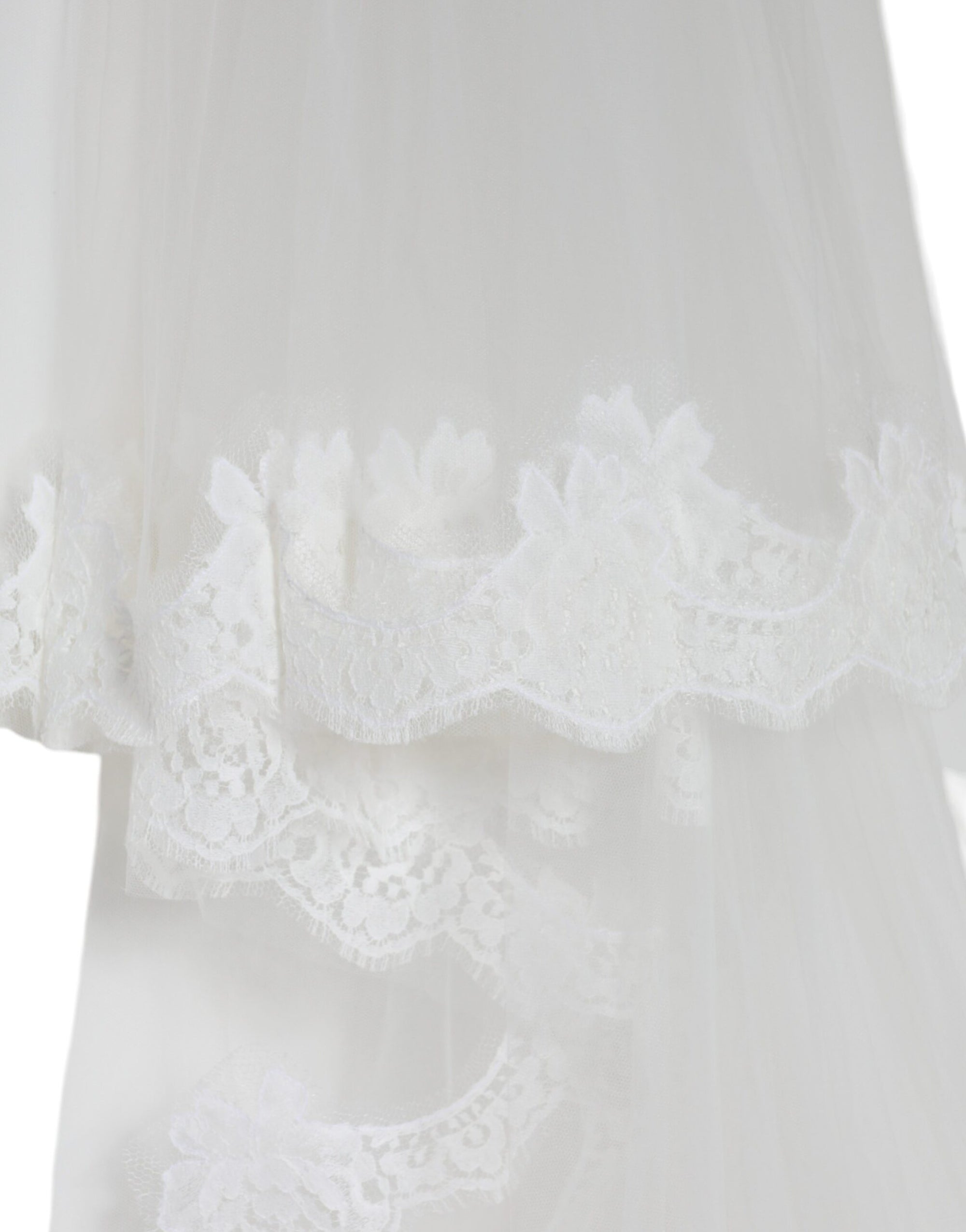 Dolce & Gabbana White Floral Lace Nylon Floor Length Wedding Veil - Maison Luxe