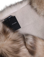 Dolce & Gabbana Brown Frost Fox Fur Neck Warmer Winter Scarf - Maison Luxe