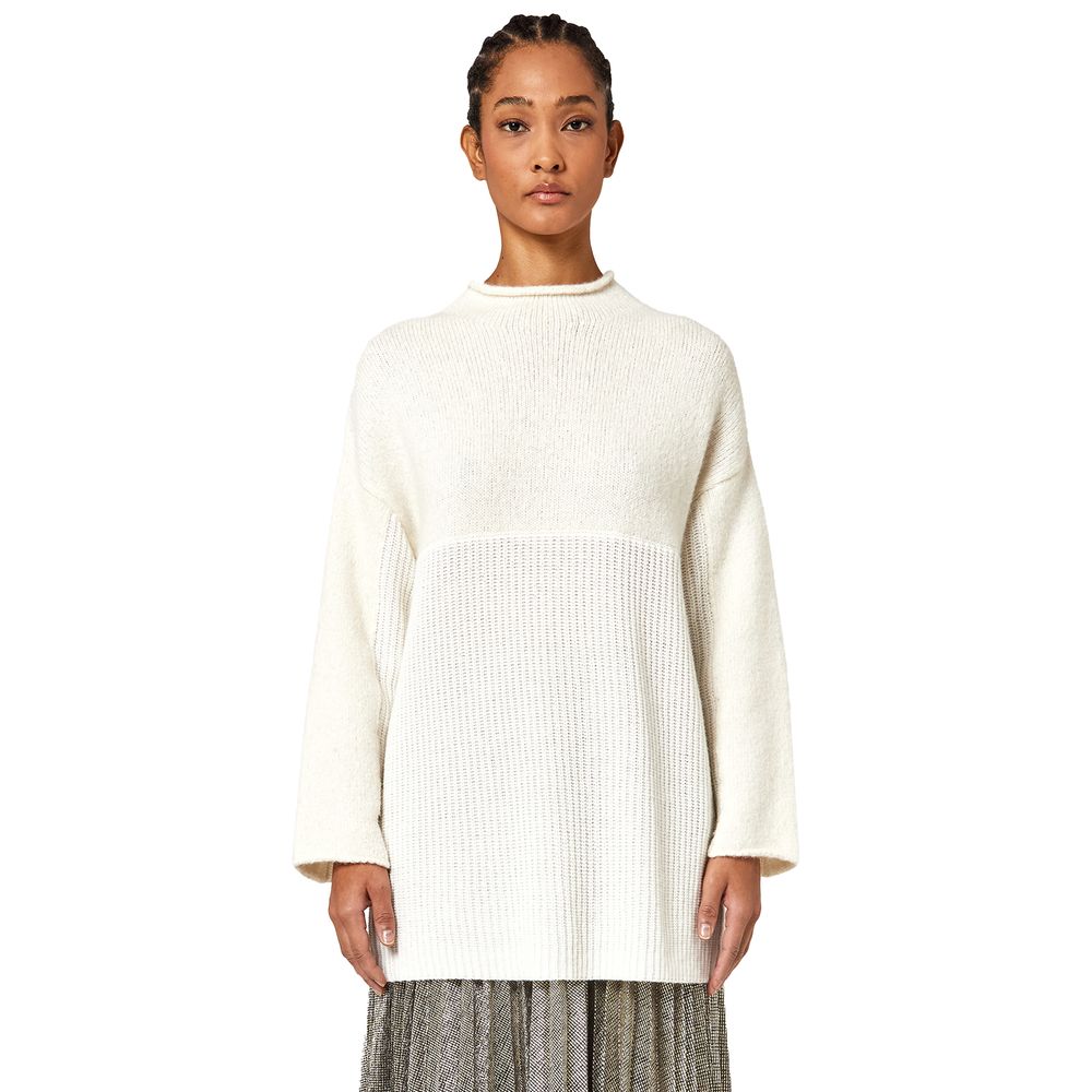 Alpha Studio White Recycled Wool Women Sweater