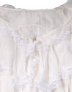 Dolce & Gabbana White Ruffles Lace Long Sleeve Blouse Top