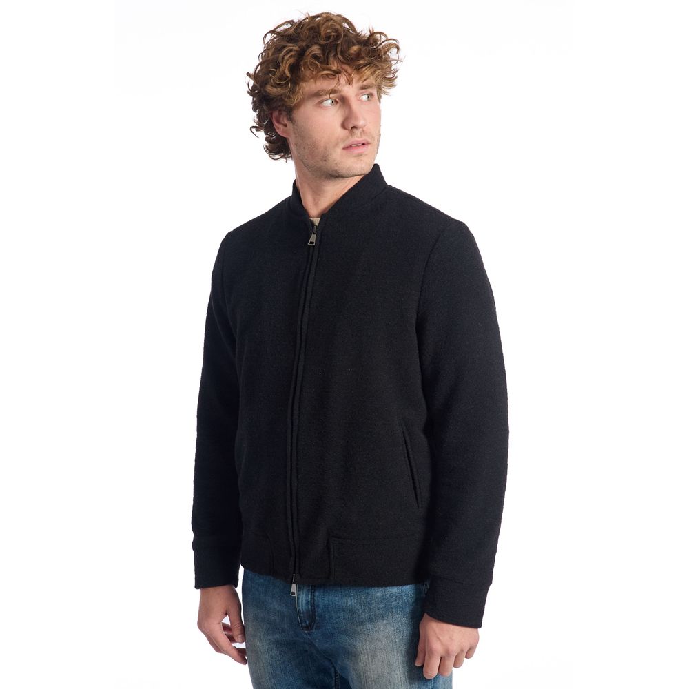 Roberto Pepe Luxury Black Wool Men's Short Jacket