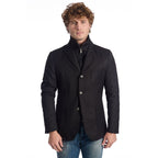 Roberto Pepe Luxury Black Wool Men Jacket