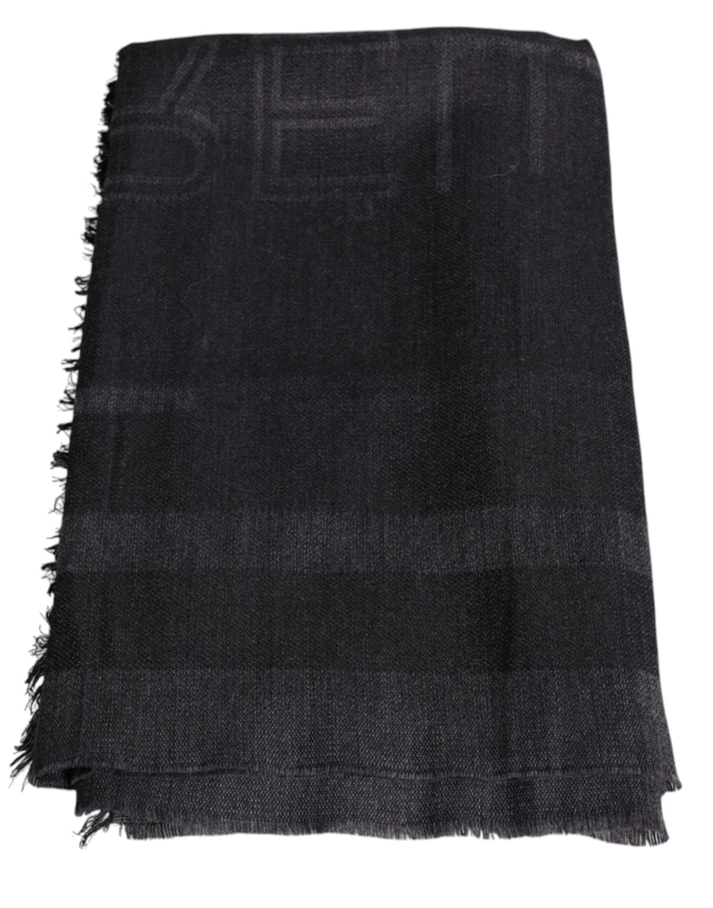GF Ferre Dark Gray Wool Viscose Foulard Patterned Scarf - Maison Luxe