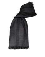 GF Ferre Dark Gray Wool Viscose Foulard Patterned Scarf - Maison Luxe