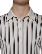 Dolce & Gabbana White Black Stripe Polo Short Sleeve T-shirt