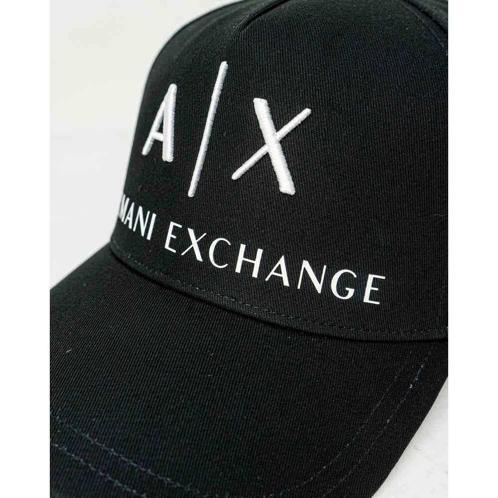 Armani Exchange Black Cotton Caps Baseball Hat