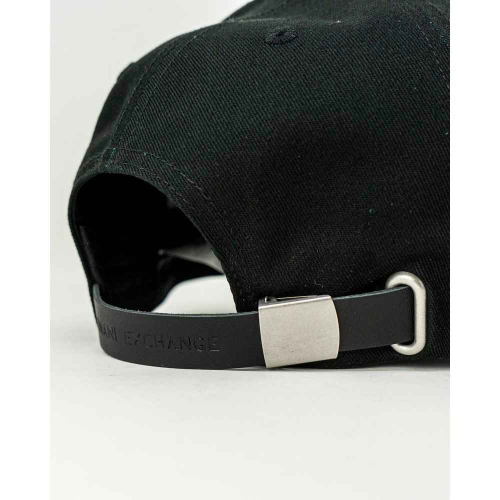 Armani Exchange Black Cotton Caps Baseball Hat