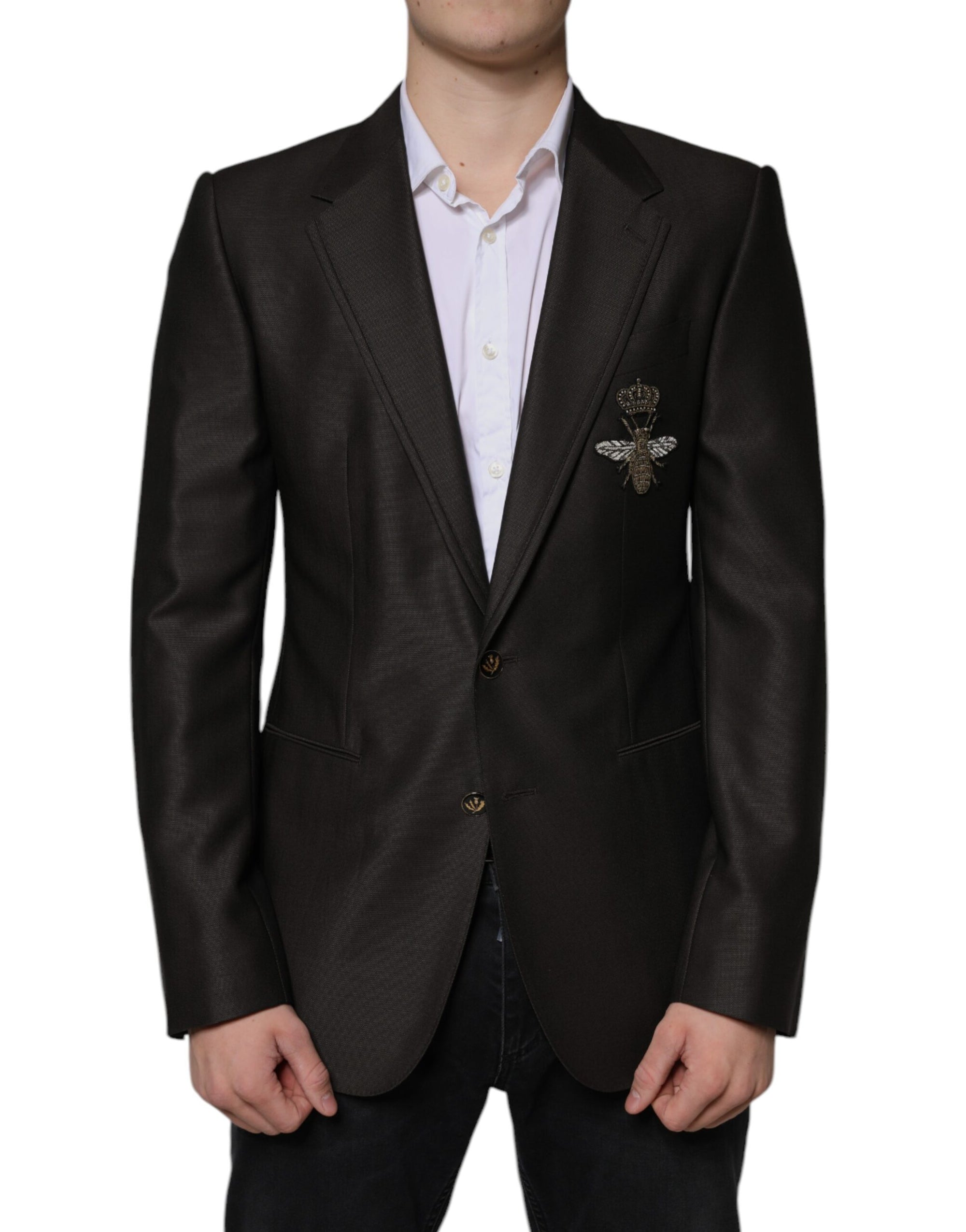 Dolce & Gabbana Blazer Brown Green Bee Wool Jacket Coat