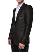 Dolce & Gabbana Blazer Brown Green Bee Wool Jacket Coat