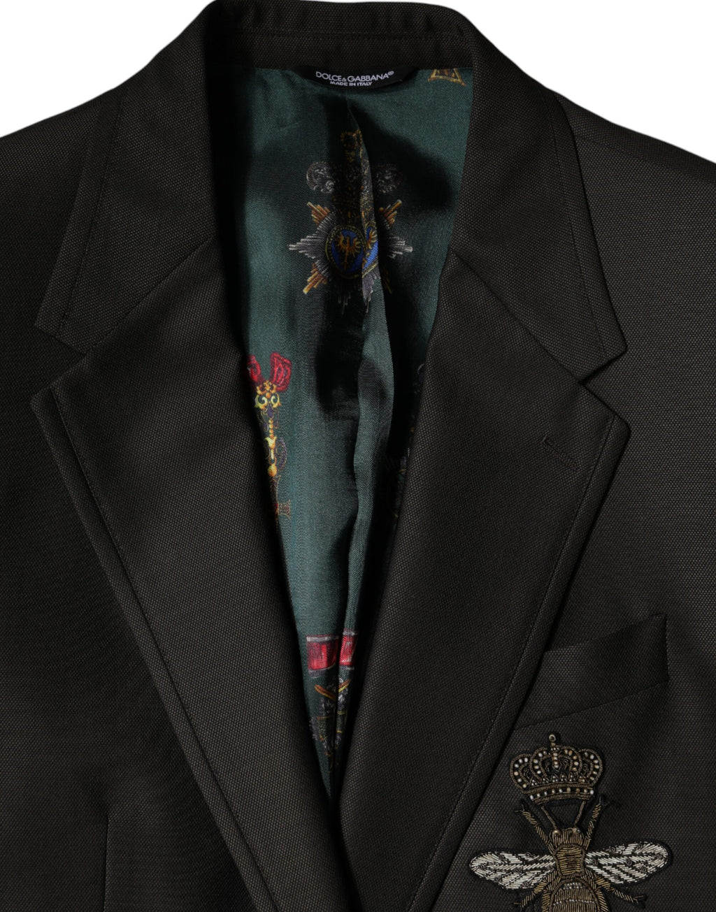 Dolce & Gabbana Blazer Brown Green Bee Wool Jacket Coat