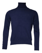 Dolce & Gabbana Blue Wool Knit Turtleneck Pullover Sweater